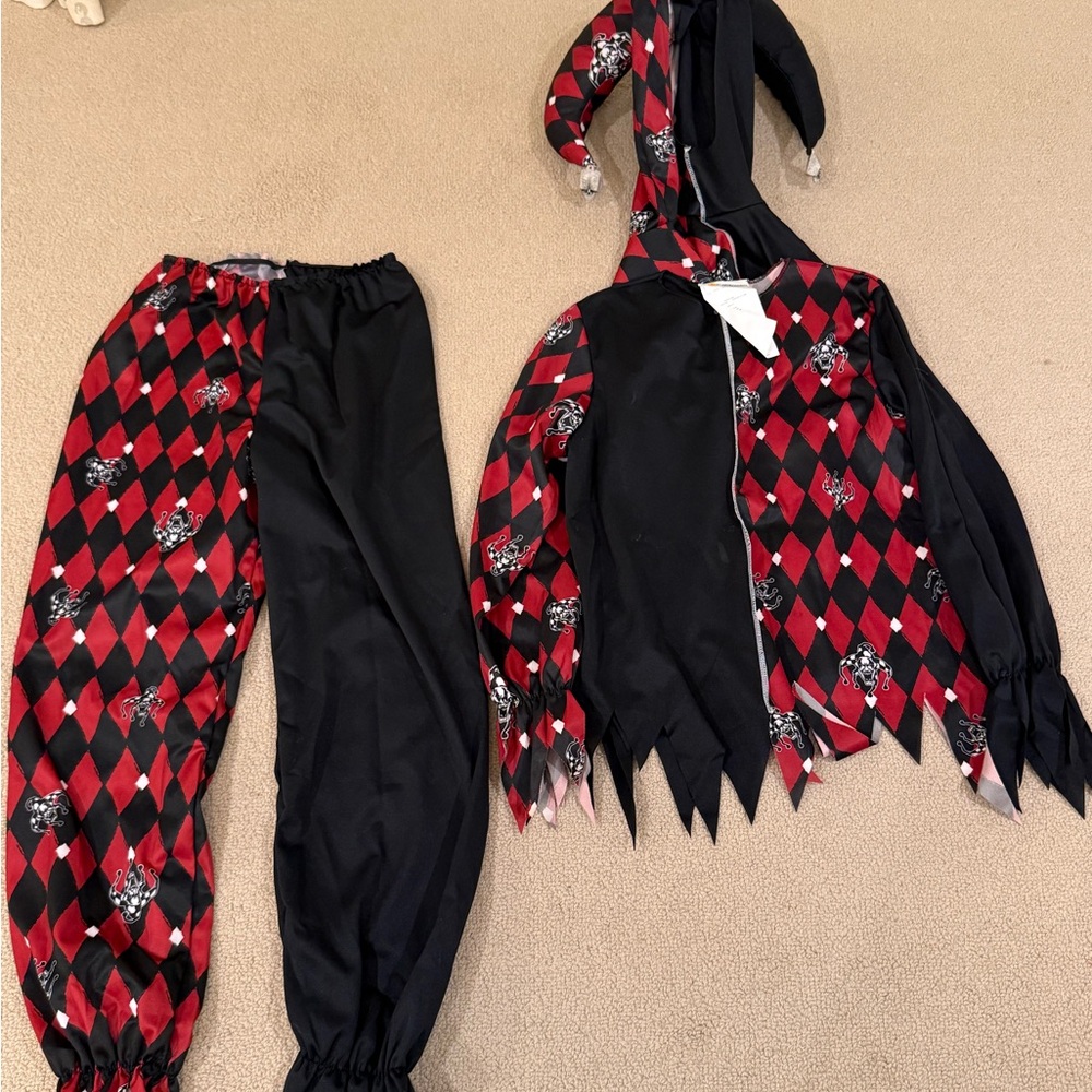 California Costumes Harlequin Jester Outfit - Red and Black - Childs XL
